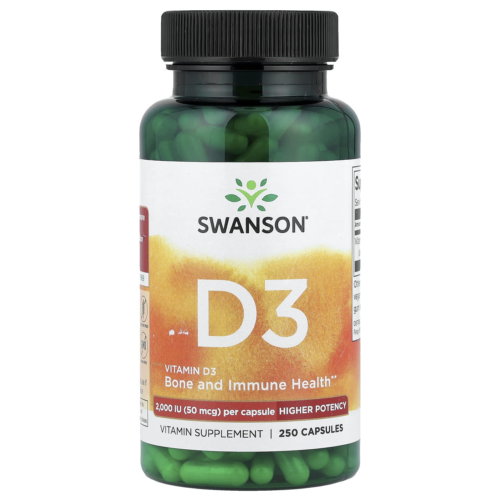 

Vitamin D3, 2,000 Iu, 250 Capsules