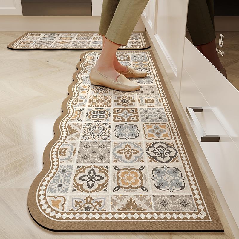 Rug for Kitchen Water-absorbing Quick-drying Oil-absorbing Floor Mat Diatom Mud Anti-slip Mats Irregular Shape Long Strip Carpet