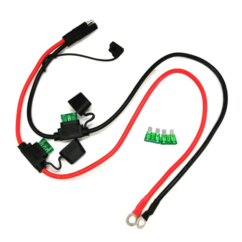 SAE Battery Connector SAE to O Ring Terminal Harness 10AWG 2Pin Quick Disconnect SAE Extension Cable with SAE RP Adapter