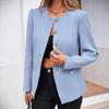 Women's Slim-Fit Round Neck Long Sleeve Button Pocket Lined Cardigan Top Jacket