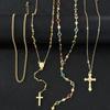 1 Set Cross Luxury Rhinestone Pendant Necklace Set for Women Vintage Simple Colorful Crystal Long Y-shaped Y2K Party