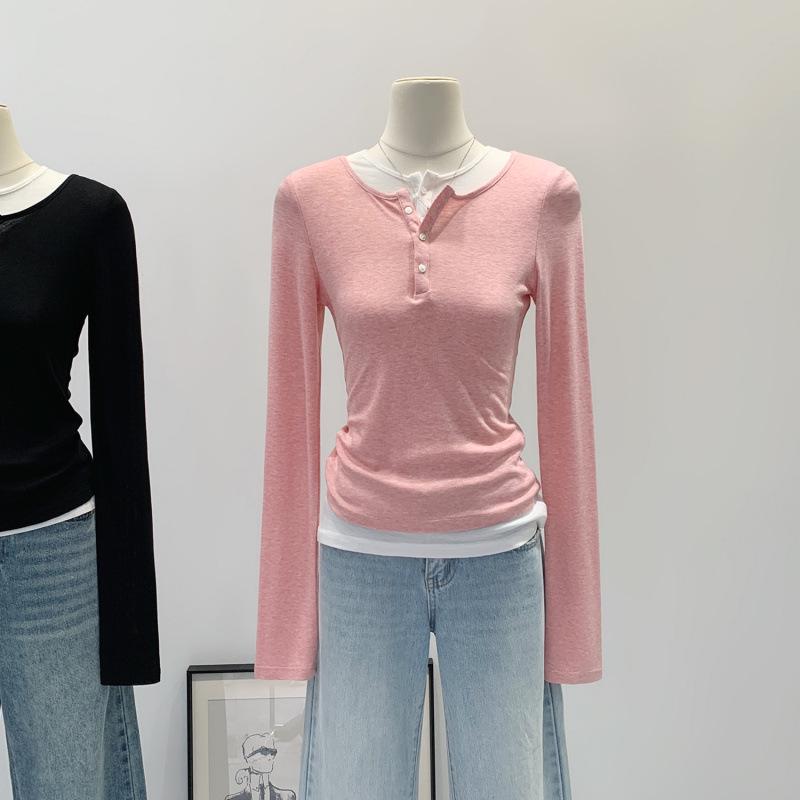 Women s Slim Fit Lyocell Tencel Wool Henley Base Layer Top for Autumn/Winter Large розовый