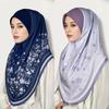 Cotton Eid Al-Fitr Long Floral Turban Breathable Hijab Head Wrap Printed Arab Lady Headscarf  Women