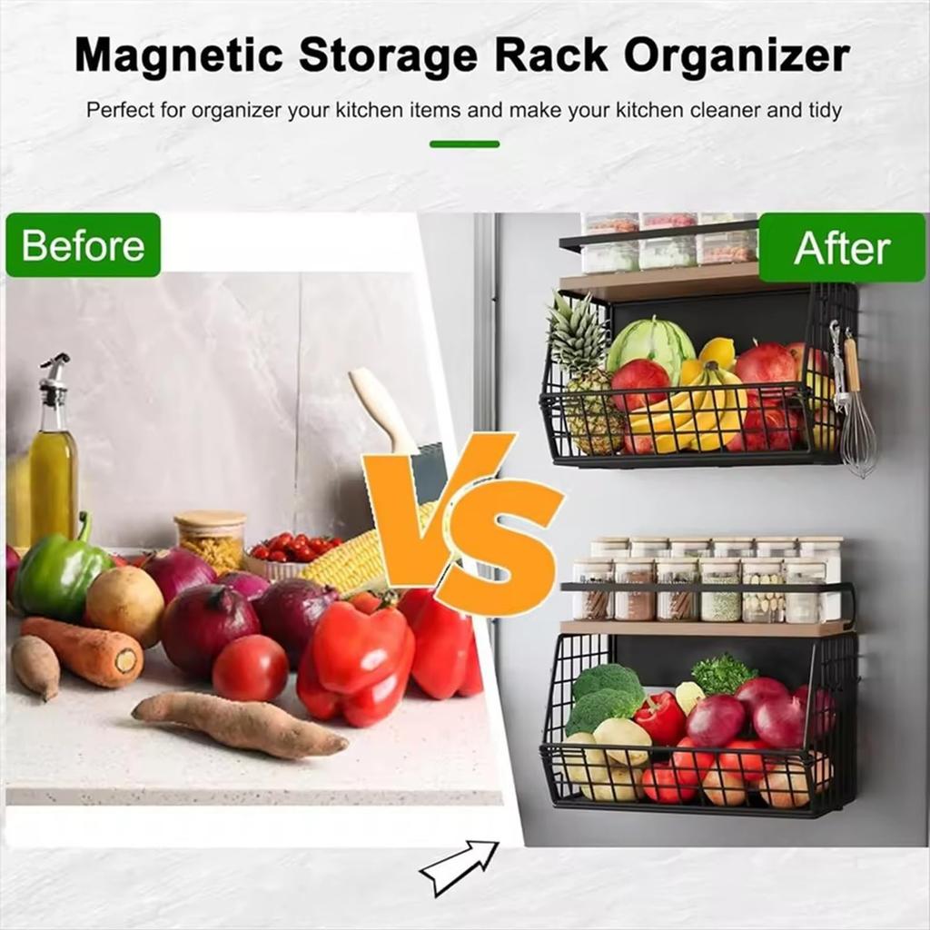Magnet Fruit Basket For Fridge, Magnetic Holder For Refrigerator, Pantry Organizers & Storage, Storage Shelf Bins For Snack Vegetable,