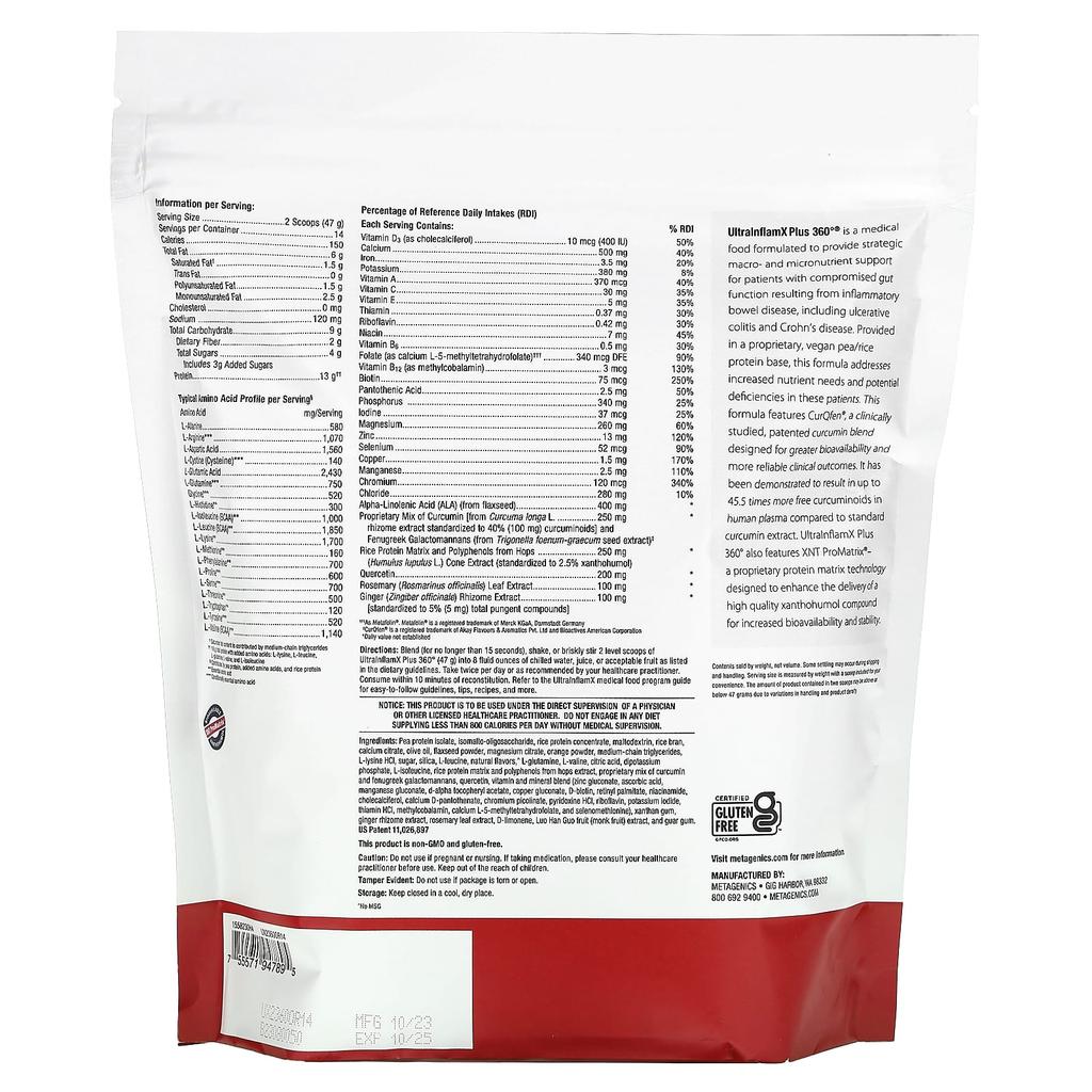 Ultrainflamx Plus 360°, Medical Food, Orange Flavor, 658G(23.21Oz)