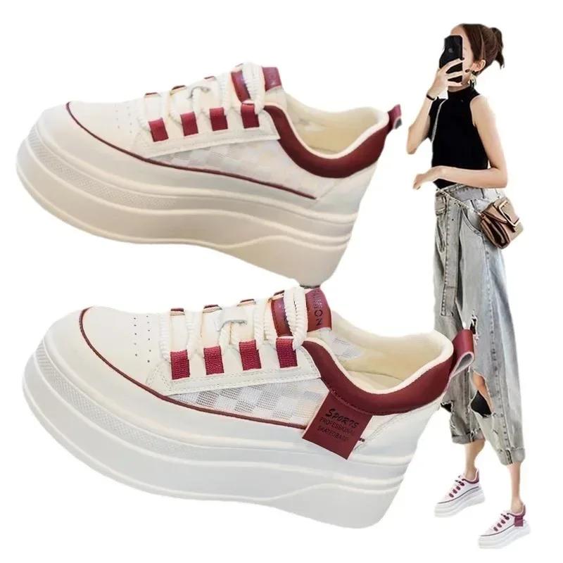 Mode Herbst Bestseller Trendige Innenerhöhung Damen Schuhe Mesh Atmungsaktiv Dicke Sohle Vielseitige Lässige Board Zapatillas