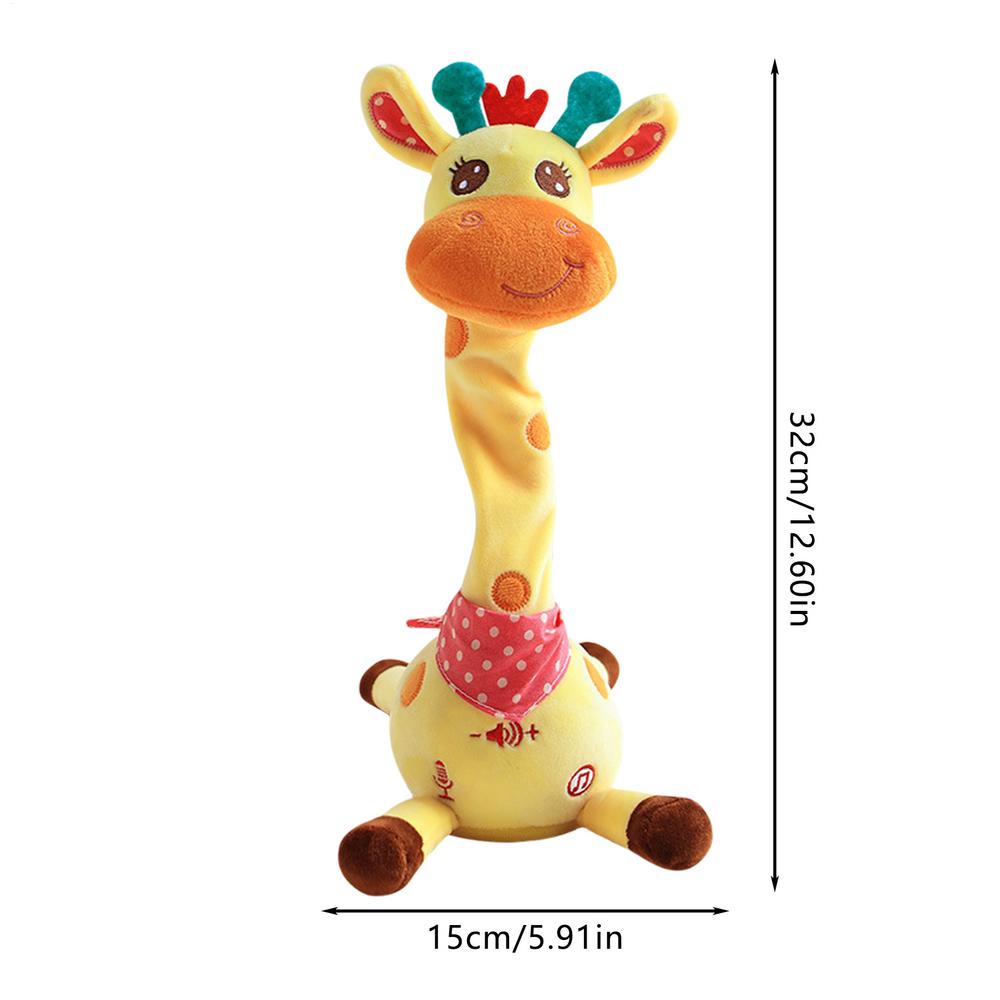 Singing Giraffe Plush Singing Interactive Toy Twisting Electronic Soft Plush Light Up Talking Repeating Giraffe For Toddler Boys