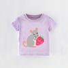 European Style Girls' Summer T-Shirt: Cartoon Print, Round Neck, Short Sleeve for Kids and Toddlers