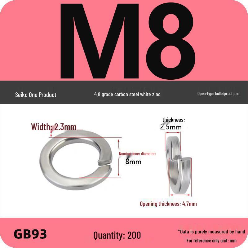 White Zinc-Plated Carbon Steel Split Spring Washer (4.8 Grade)