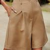 Ladies Summer Wide Leg Short Pants Trousers Women Casual Shorts High Waist Straight Loose Button Pocket Solid Color Office Wear