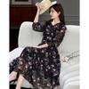 Demana Romantic Chapter V-Neck Printed Puff Sleeve A-Line Dress