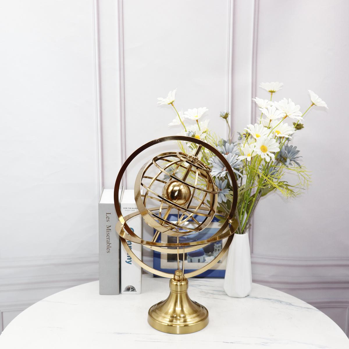 Modern Rotating Globe Ornament for European-Style Office or TV Cabinet