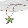 Collana Pendente in Perline di Vetro a Spirale e Cuore di Tendenza in Colori Misti
