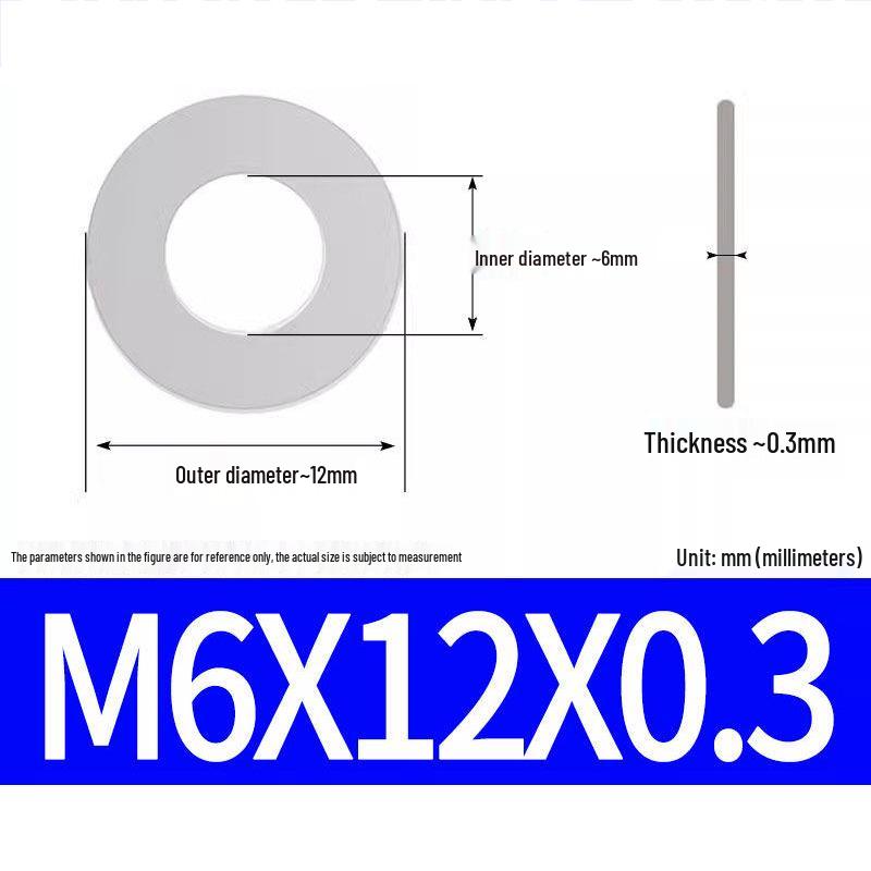 304 Stainless Steel Ultra-Thin Flat Washer, Thickness: 0.1/0.2/0.3/0.4/0.5 Mm, Sizes M1-M8