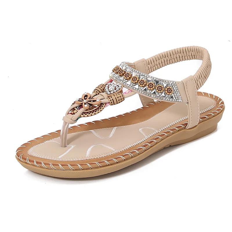 Women Sandals Plus Size 36-43 Shoes for Women 2026 Summer Fashion Rhinestone Platform Flats Comfortable Sandalias De Mujer