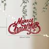 1pcChristmas Merry Hanging Decoration Plastic Red Gold Glitter Hanging Sign Christmas Doorway Garden Store Hanging Text Decorati