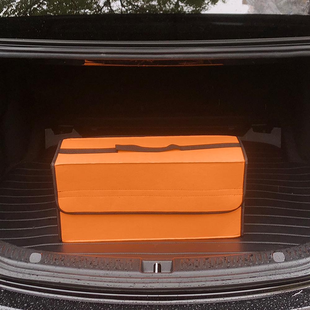 Foldable Car Trunk Organizer - Soft Felt Storage Box for SUV Sedan, Universal No Compartments Travel Accessories оранжевый
