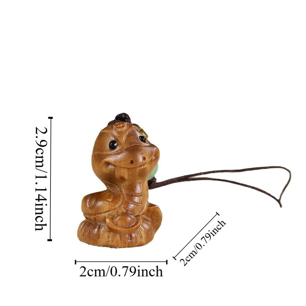 Auspicious Zodiac Snake Dolls Cute Green Sandalwood Ornament Cartoon New Year Carved Pendant  Gifts
