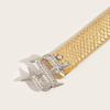 Punk PU Waist Belt for Jean Rock and Roll Hip Hop Studded Belt Waistband Glinting Buckle with Encrusted Rhinestones