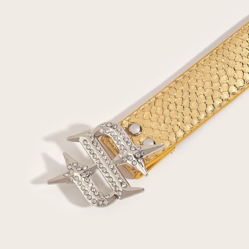 Punk PU Waist Belt for Jean Rock and Roll Hip Hop Studded Belt Waistband Glinting Buckle with Encrusted Rhinestones