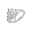 925 Sterling Silver Lotus Flower Openwork Spiritual Women Ring