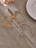 Elegant Double Flower Open Bracelet, 18k Gold-Plated Stainless Steel