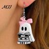 Unique Halloween Gifts Cute Reading Ghost Earrings, Sweet Bowknot Drop Dangle Earrings Lightweight Acrylic Jewelry for Women Girls Polished Charms