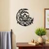 Wrought Iron Lotus Moon Wall Art Modern Minimalist Home Decor Living Room Bedroom Outdoor Patio Easy Install Housewarming Wedding Gift