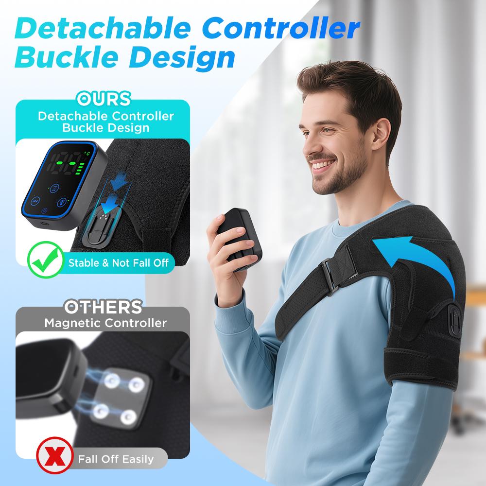 APP Detachable Controller Shoulder Massager,Cordless Heating Vibration Massage Belt,Knee Pad Shoulder Brace,Muscle Joint Relax