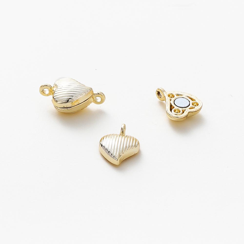 

2/4/6pcs 14K 18K Real Gold Plated Love Shaped Magnetic Clasps For DIY Bracelets Necklaces Jewelry Making Materials 2sets