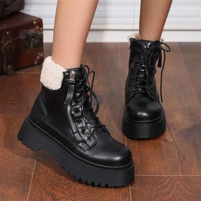 Retro Round-headed Martin Boots Women's Winter Velvet Thickened Warm Snow Boots New Thick-soled Cotton Shoes
