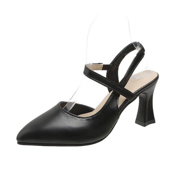 Summer Pointed Thick Heel Bag Head Empty Versatile Word with Sandals New Soft Leather High Heels Women