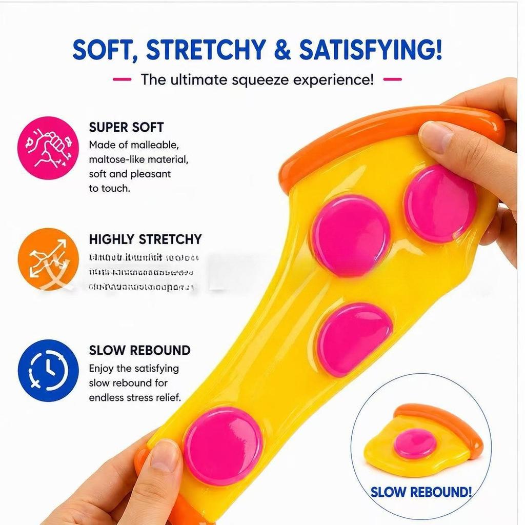 Squeezed and Compressed Pizza, Squeezed Maltose Material, Squeeze and Play Pizza with Box, Slow Rebound.