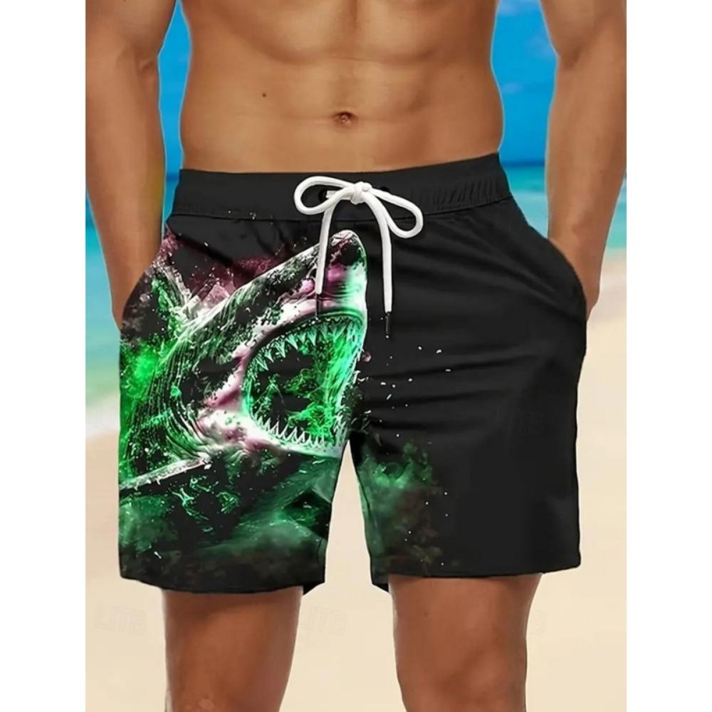 The Cat Music Mouse Graphic Swimming Trunks Are Men's Shark 3D Printed Beach Shorts, Summer Casual Quick Dry Sports Loose Surfing Beach Casual Shorts
