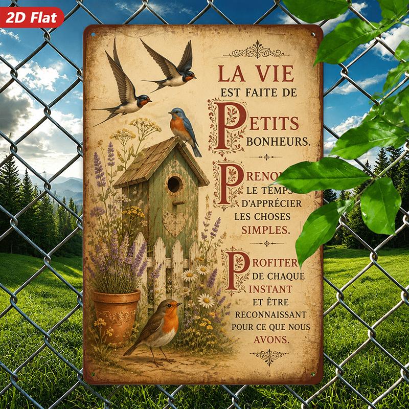 Metal Decorative Sign La Vie Est Faite De Petits Bonheurs
