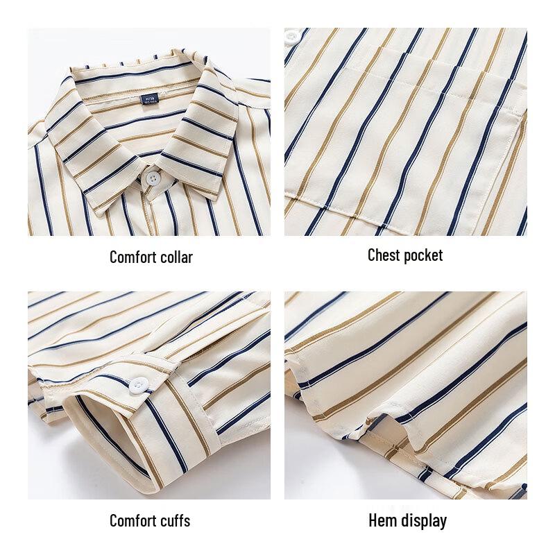 JEANSWEST Men's Casual Striped Long-Sleeve Shirt Jacket