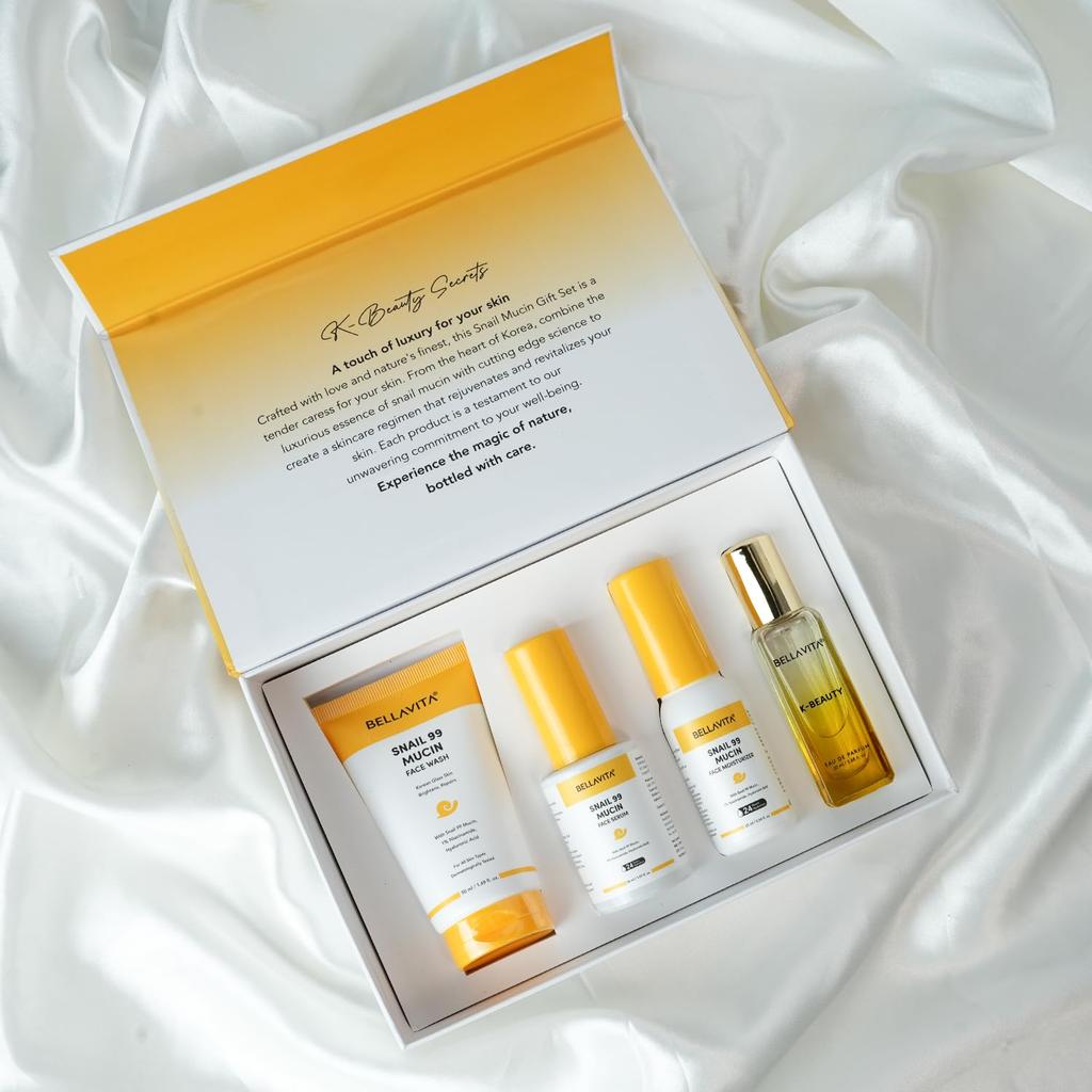 Bellavita Dewy Skin Trial 125ml Facewash, Serum, Moisturizer, Perfume Luxury Skincare Set For Men And Women