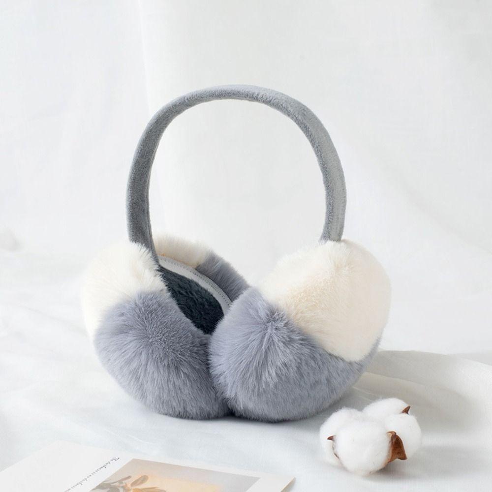 Two Tone Faux Fur Ear Warmers Windproof Thermal Ear Covers Plush Earmuffs  Winter Season