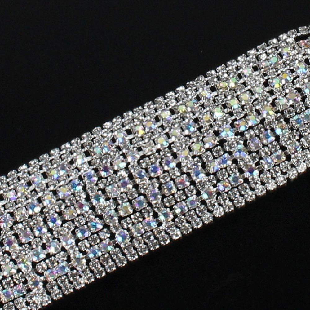 Retro Crystal Necktie Colorful Music Festival Necktie  Club Party Necklace Costume Neckwear