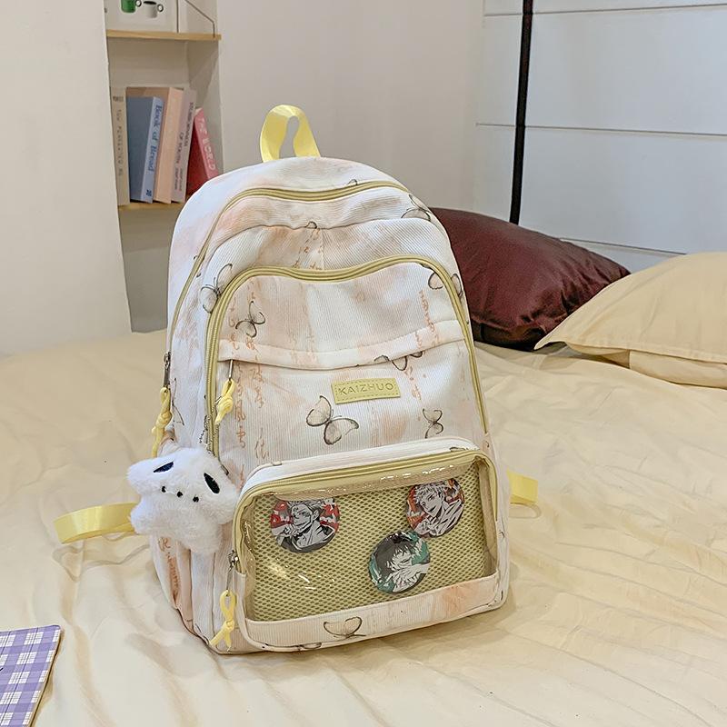 Schoolbag New Sweet Girl Backpack Large Capacity Small Junior High School Printed Butterfly Backpack