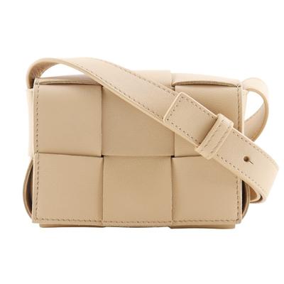 BOTTEGAVENETA borsa a tracolla candy cassette 666688 VMAY1 Intrecciato pelle di agnello beige unisex Usato