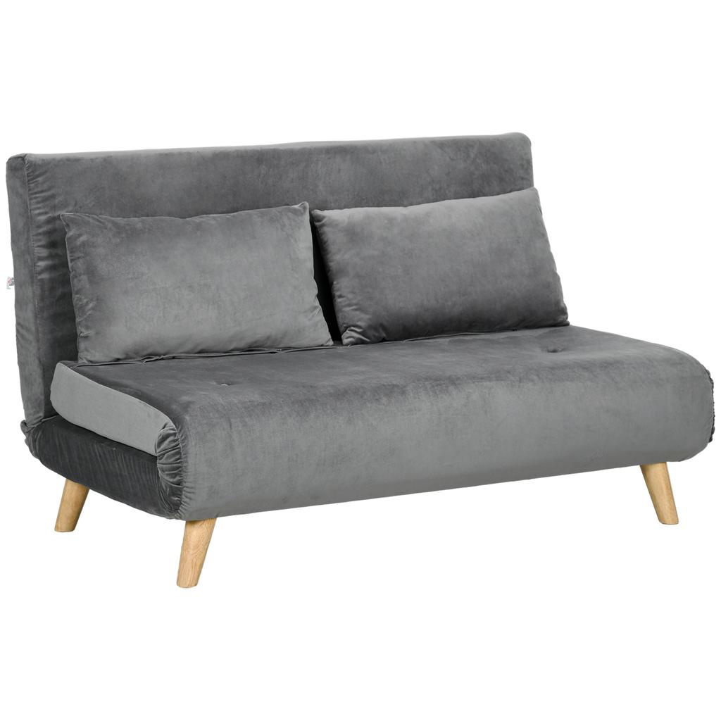 Sleeper Sofa Recliner Sofa Couch, Incl. 2 Cushions, Velvet Look, 130 X 78 X 79 Cm, Grey
