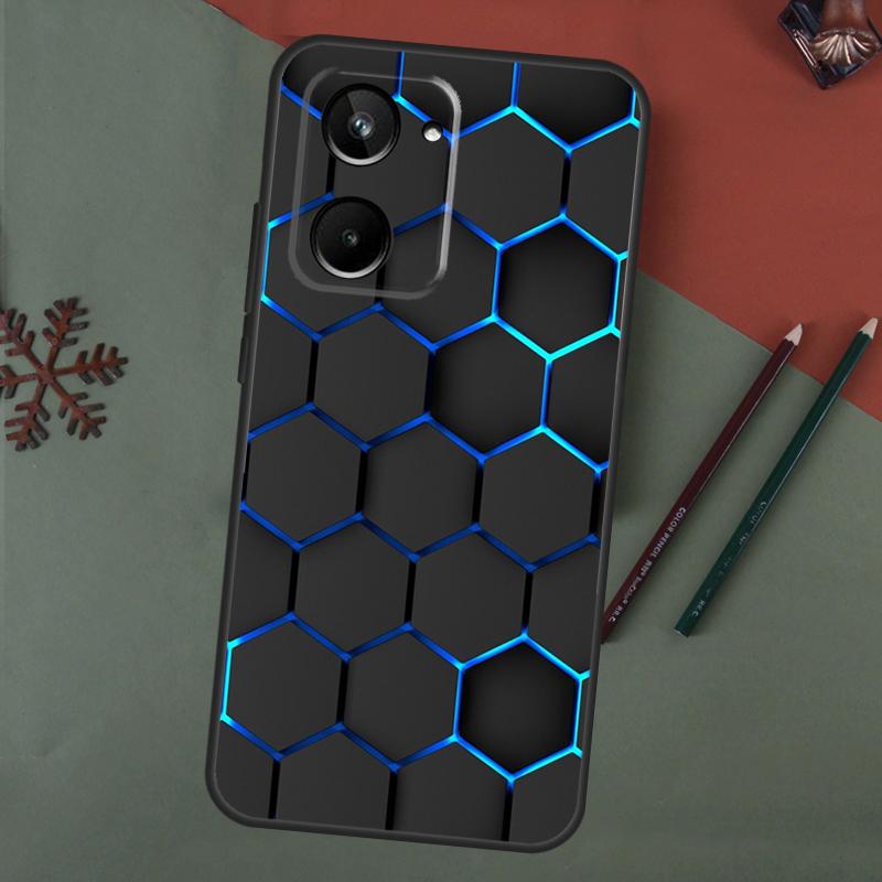 Carbon Fibre Futuristic Neon Case For Realme C75 C65 C67 C71 C63 C61 C55 C51 C53 C35 11 12 13 14 15 Pro Plus GT6 GT7 Pro