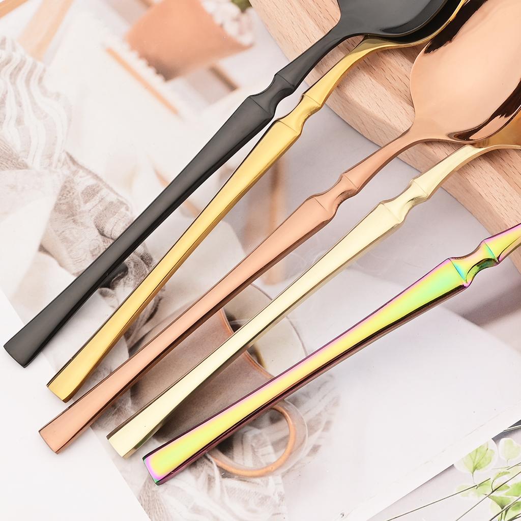 24Pcs Creative Gold Tableware Dinnerware Set Knife Fork Coffee Spoon Cutlery Set Stainless Steel Flatware Western Silverware