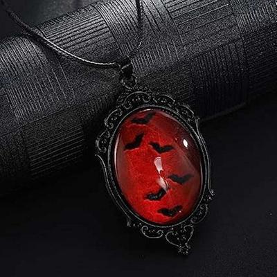 Pendant One Piece Cameo Gothic Vampire Bat Cameo Necklace