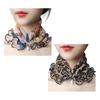 2Pcs Women Faux Silk Scarf Printing Faux Pearl Decor Lace Trim Lightweight Scarf Hand