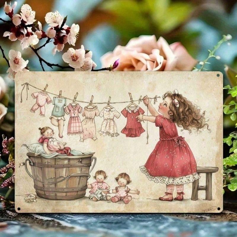 Metal Wall Art Sign Vintage Laundry Room Decor 20x30cm Rustic Farmhouse Poster for Home
