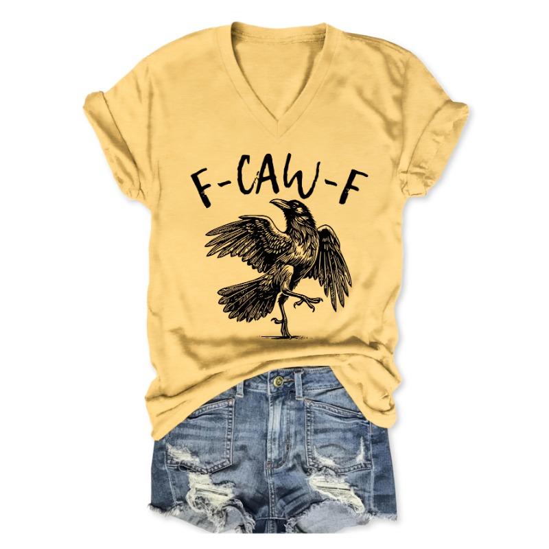 New Summer Fashion and Casual F Caw F2 Letter Crow Print Mother s T-shirt V-neck Short-sleeved Shirt S