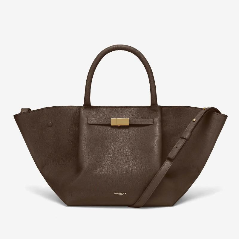 Demellier Torba Tote ze Skóry w Kształcie Skrzydła Damska Duża Pojemność Crossbody na Ramię Miękka Pełnoziarnista Skóra Bydlęca Magnetyczna
