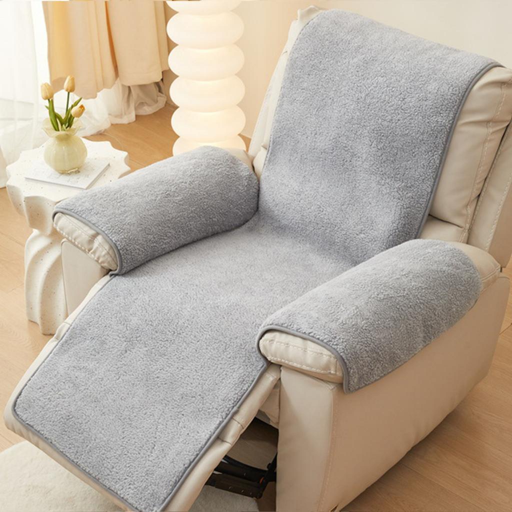 Protector de Reposabrazos Grueso de Lana de Cordero Funda para Sillón Reclinable Protector de Muebles Cómodo para Uso Invernal